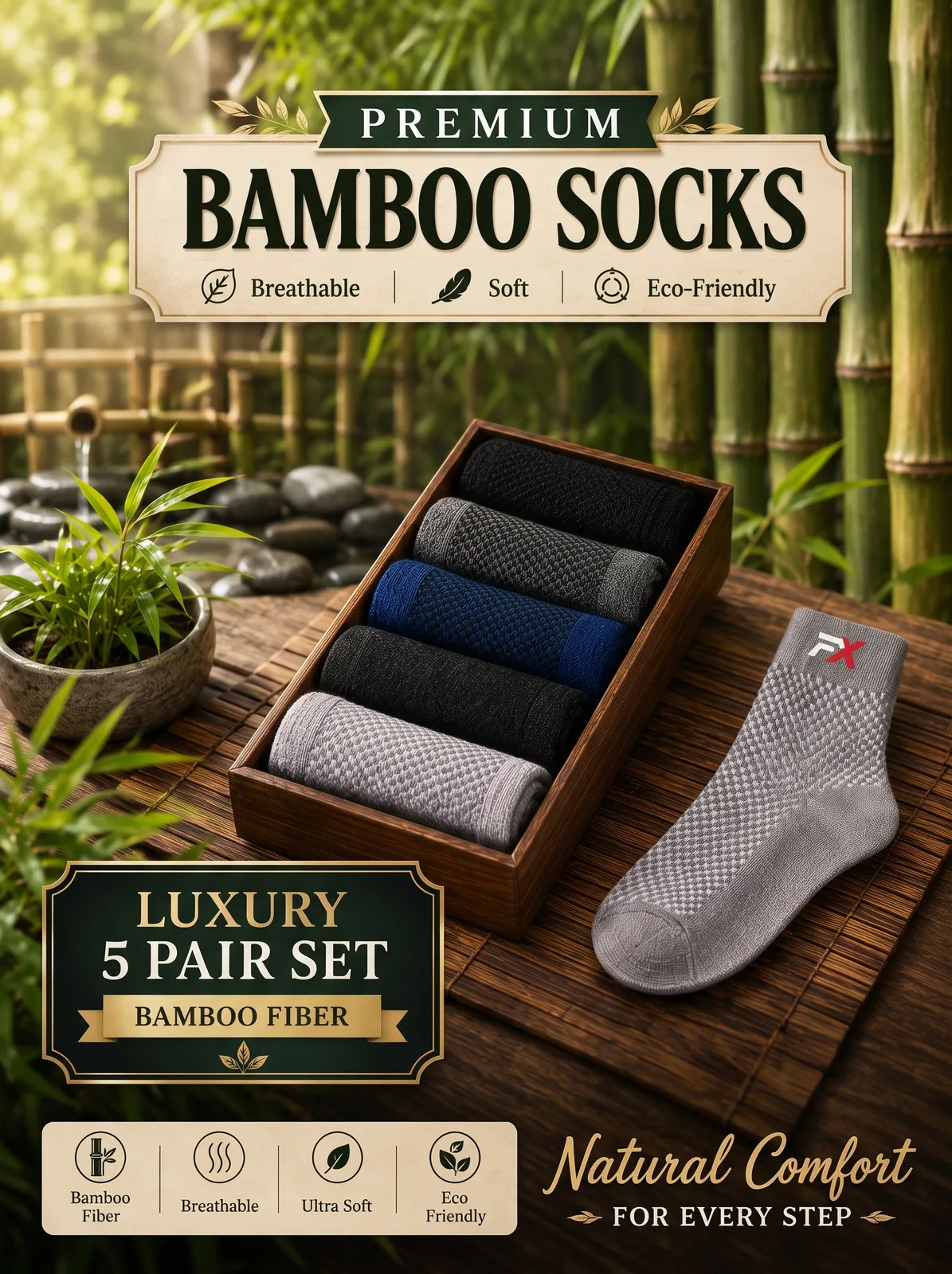 FOOTEX premium Antibacterial socks (2 boxes combo)